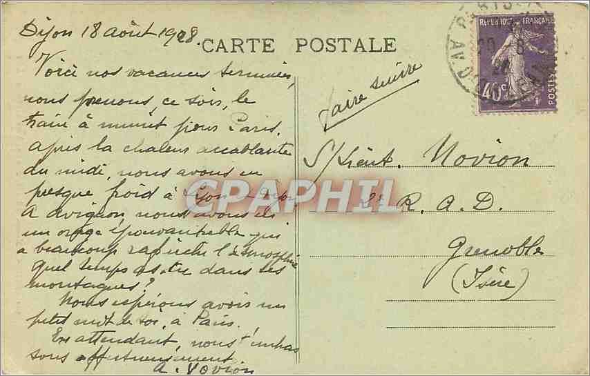 CPA Dijon Maison Milsand dite des Ambassadeurs  — Rückseite