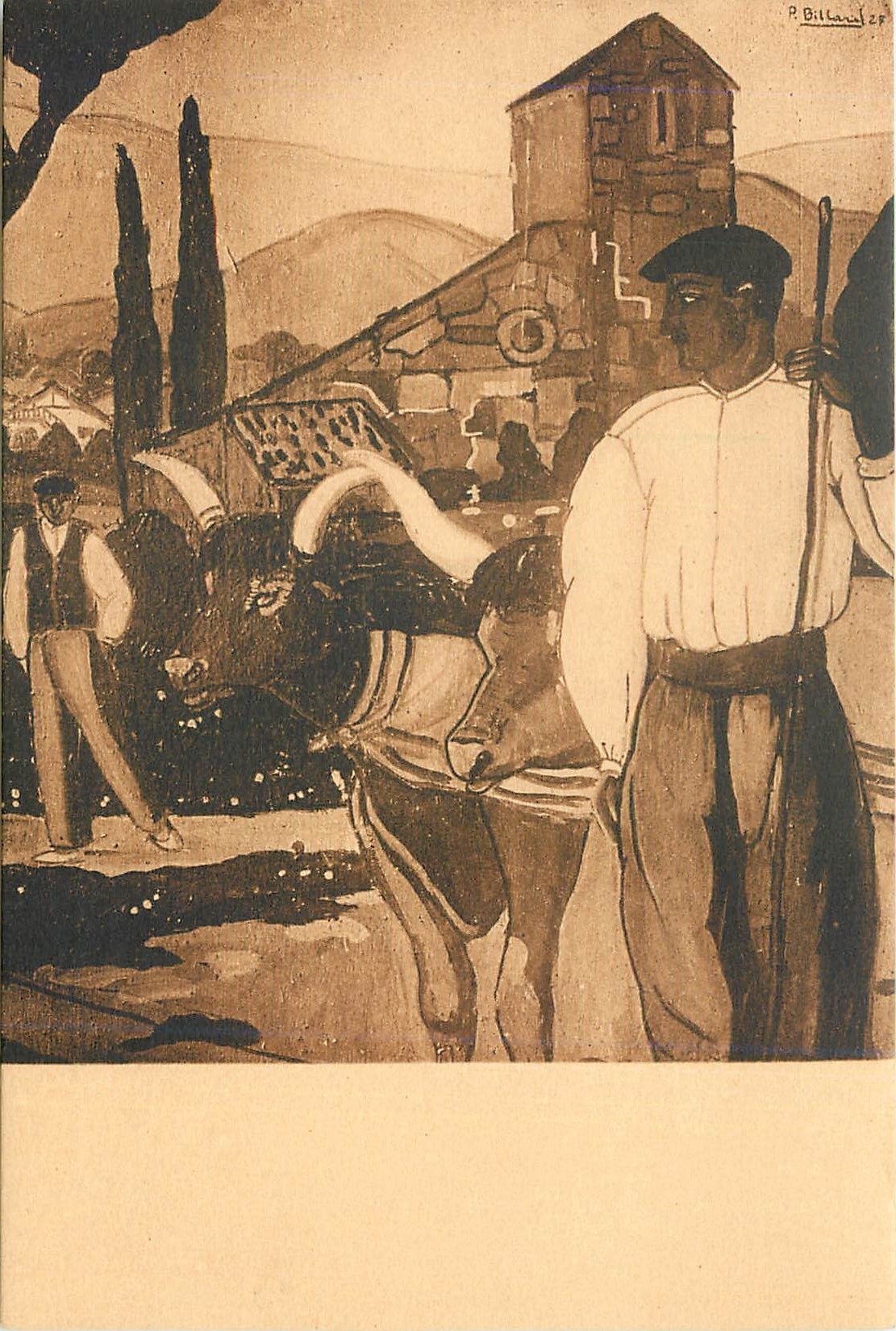CPA Les Boeufs d'Apres une printure de Pierre Billard 