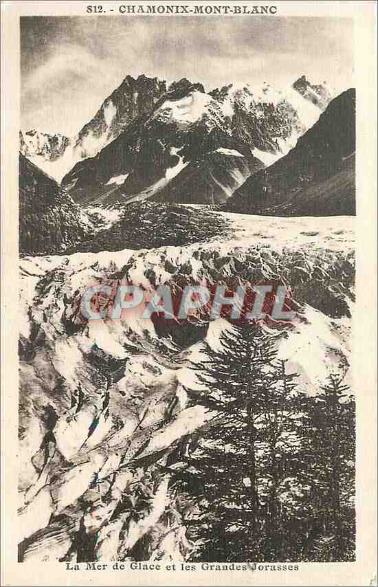 CPA Chamonix Mont Blanc La Mer de Glace et les Grandes Jorasses 