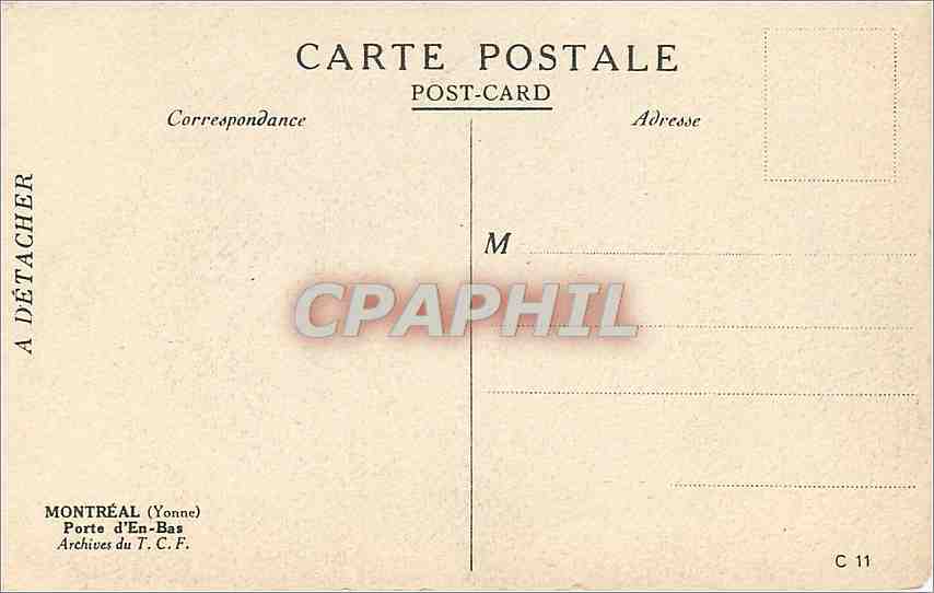 CPA Montreal Yonne Porte d'En Bas  — Back