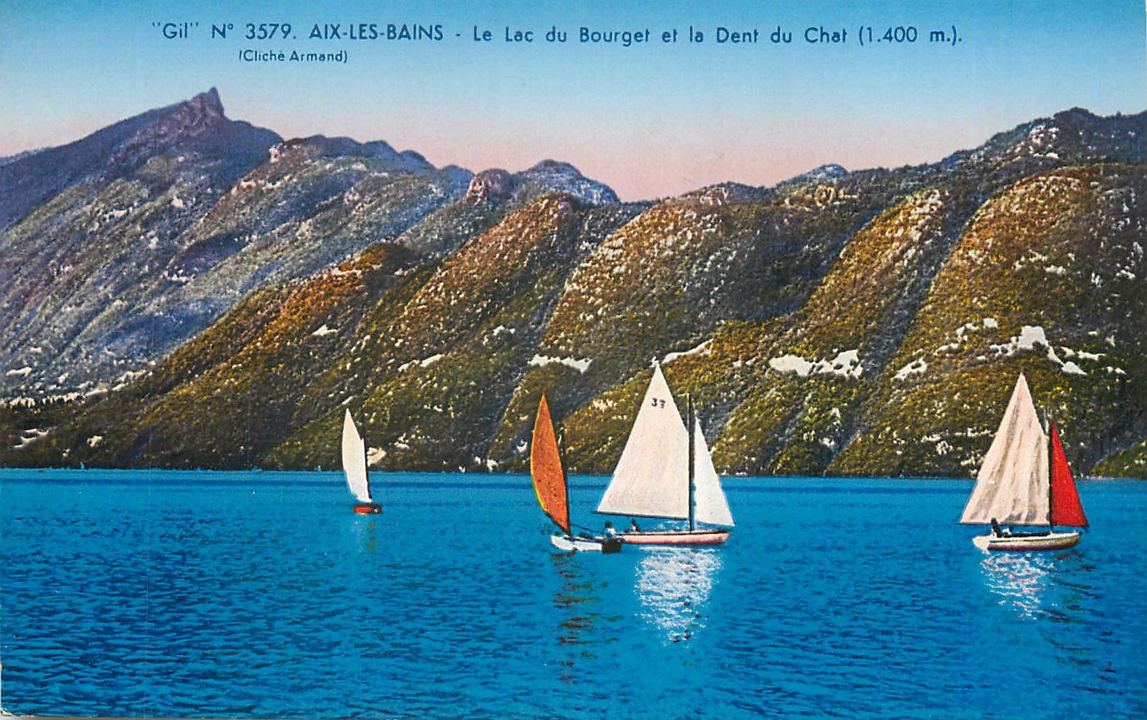 CPA Aix les Bains Le Lac du Bourget et la Dent du Chat 