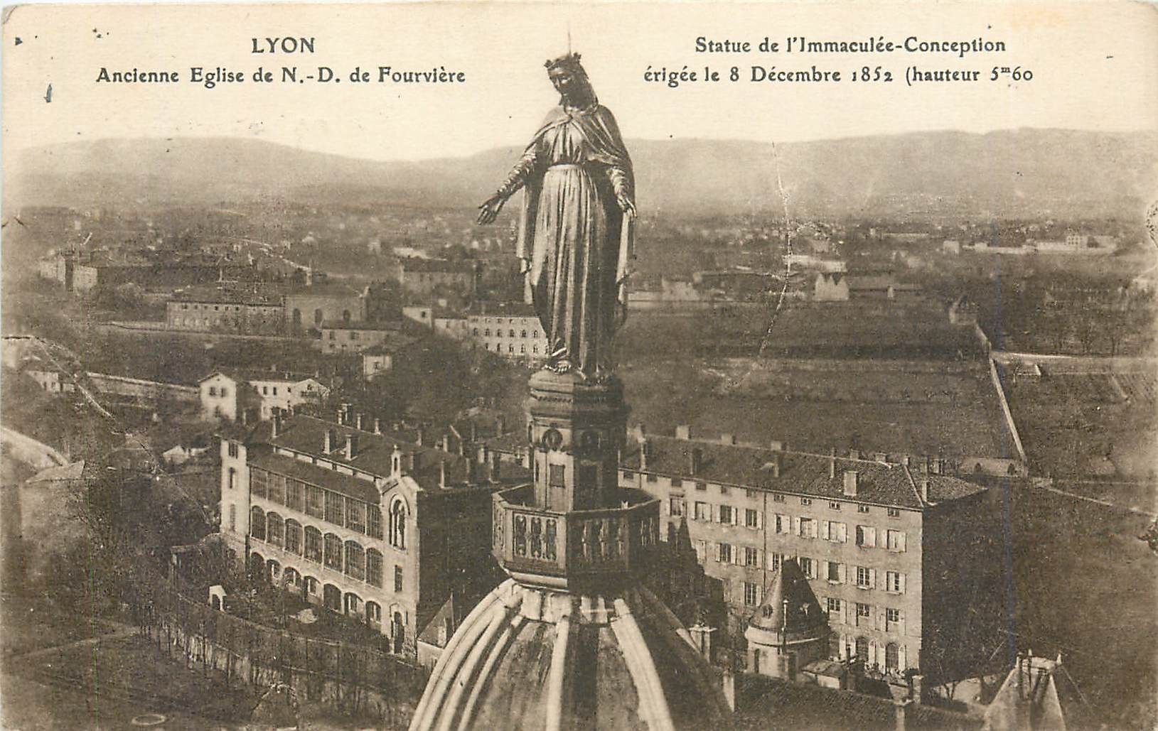 CPA Lyon Ancienne Eglise de ND de Fourviere Statue de l'Immaculee Conception 