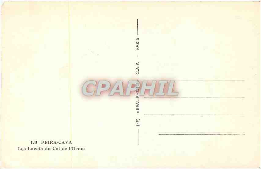 CPA Peira Cava Les Lacets du Col de l'Orne  — Verso
