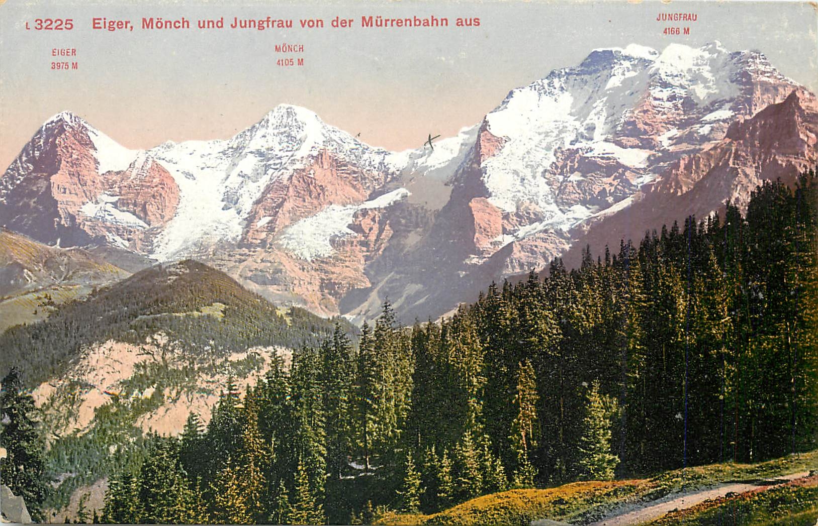 CPA Eiger Monch und Jungfrau von der Murrenbahn aus 