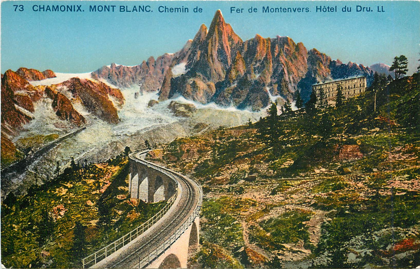 CPA Chamonix Mont Blanc Chemin de Fer de Montenvers Hotel du Dru 