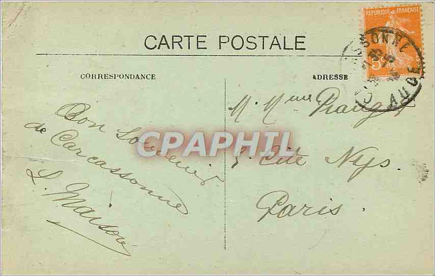 CPA Cite de Carcassonne Vue Generale du Nord Ouest  — Rückseite
