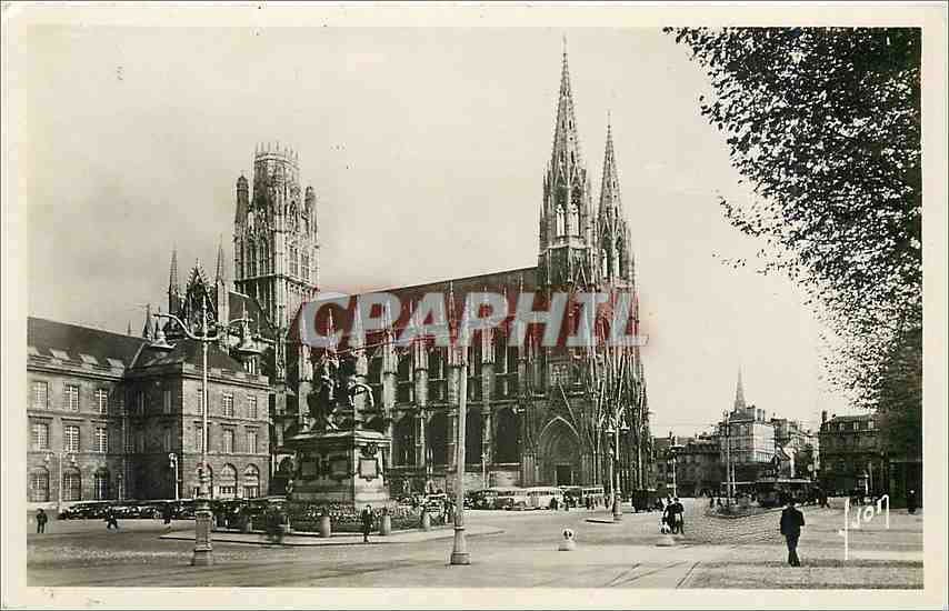 CPA Rouen Seine Inf Place de l'Hotel de Ville Eglise St Ouen 