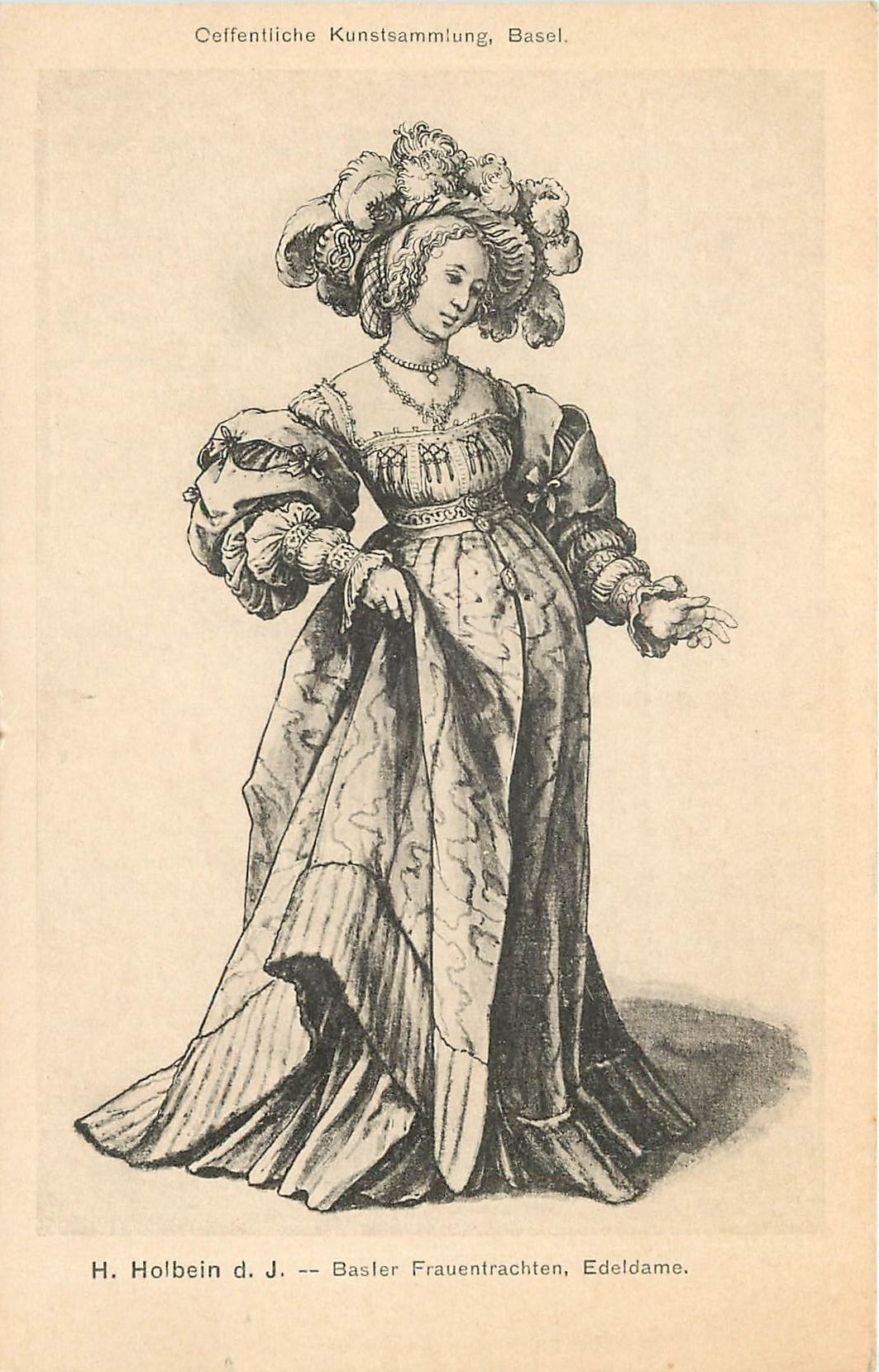 CPA Oeffentliche Kunsfsammlung Basel H Holbein Basler Frauentrachten Edeldame 