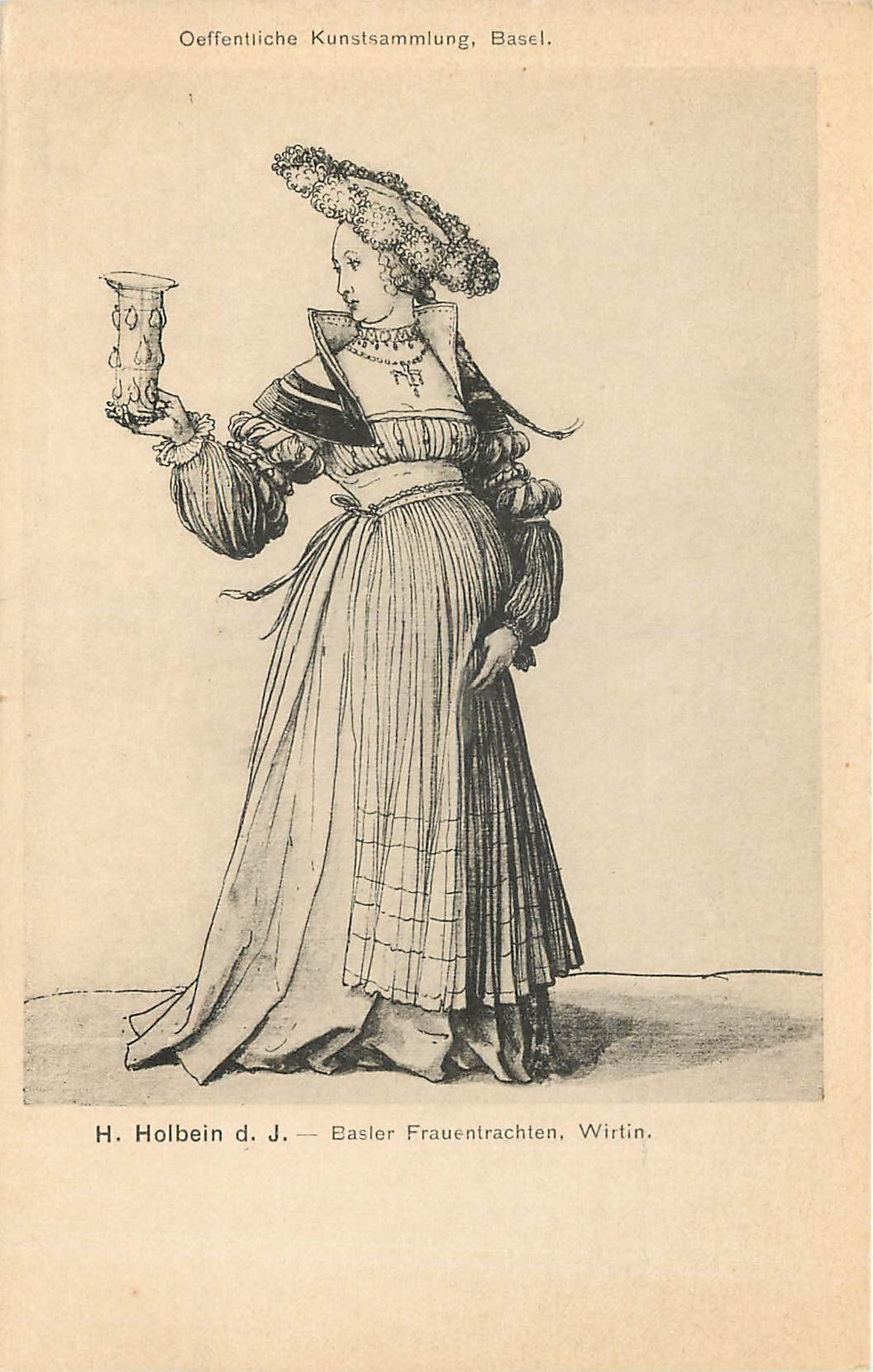 CPA Oeffentliche Kunsfsammlung Basel H Holbein Basler Frauentrachten Wirtin 