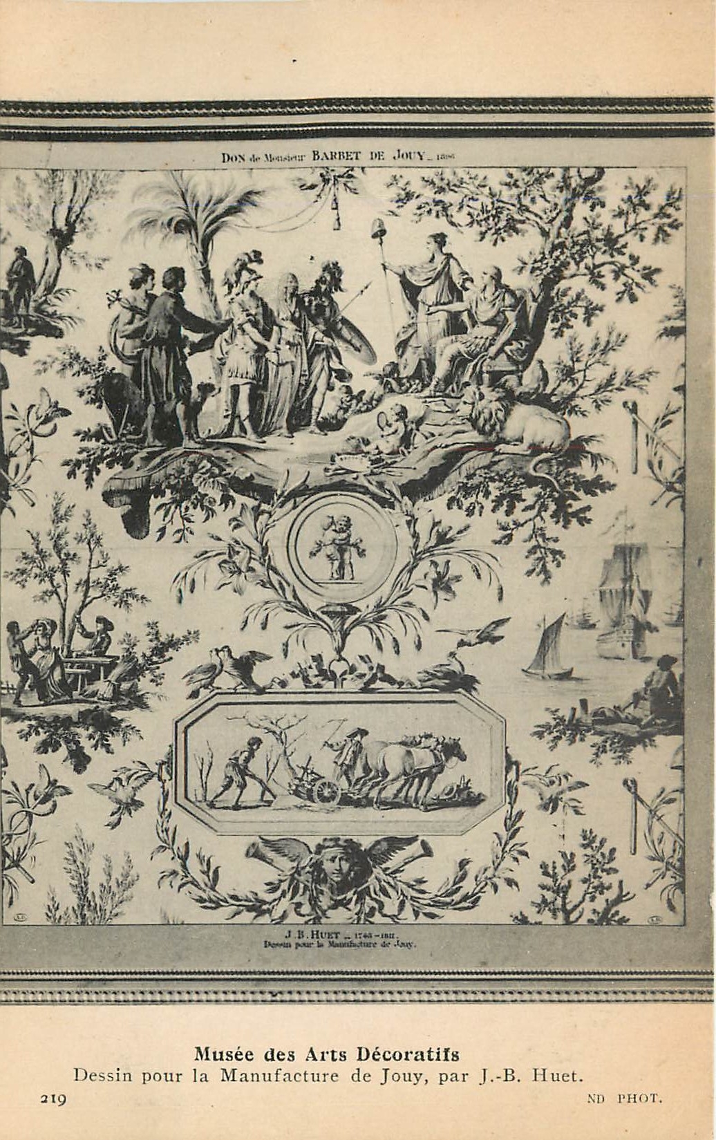 CPA Musee des Arts Decoratifs Dessin pour la Manufacture de Jouy par JB Huet 