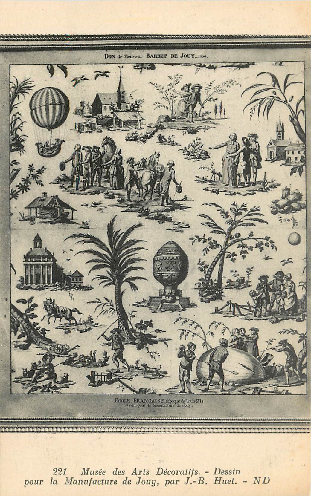 CPA Musee des Arts Decoratifs Dessin pour la Manufacture de Jouy  Ballon Dirigeable