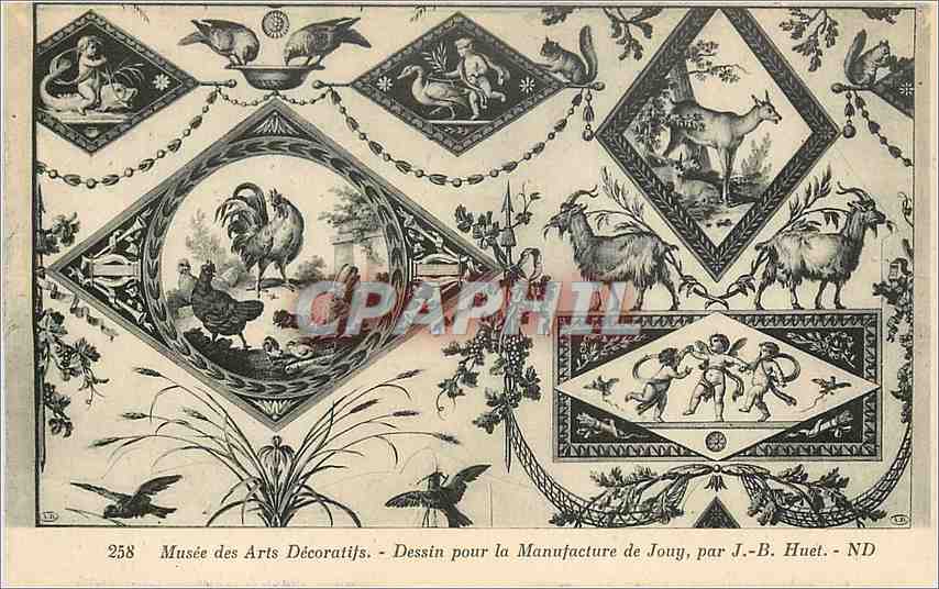 CPA Musee des Arts Decoratifs Dessin pour la Manufacture de Jouy Chevre Bouc Poule