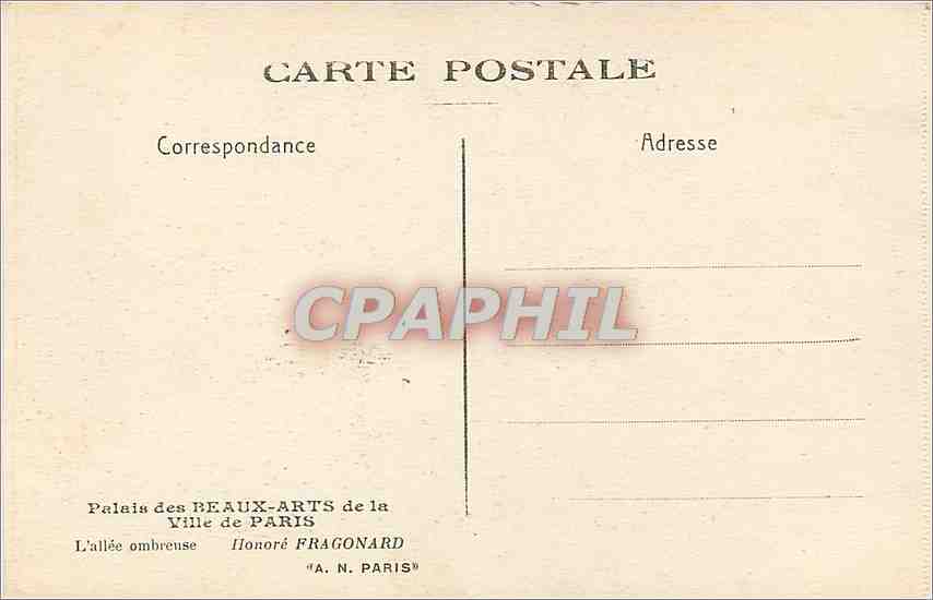 CPA Fragonard Palais des Beaux Arts de la Ville de Paris  — Verso