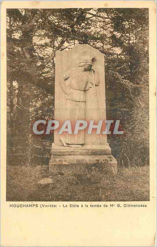 Mouchamps (Vendée) — La Stèle à la tombe de Mr G. Clémenceau — Cliché Sihard, La Roche-sur-Yon