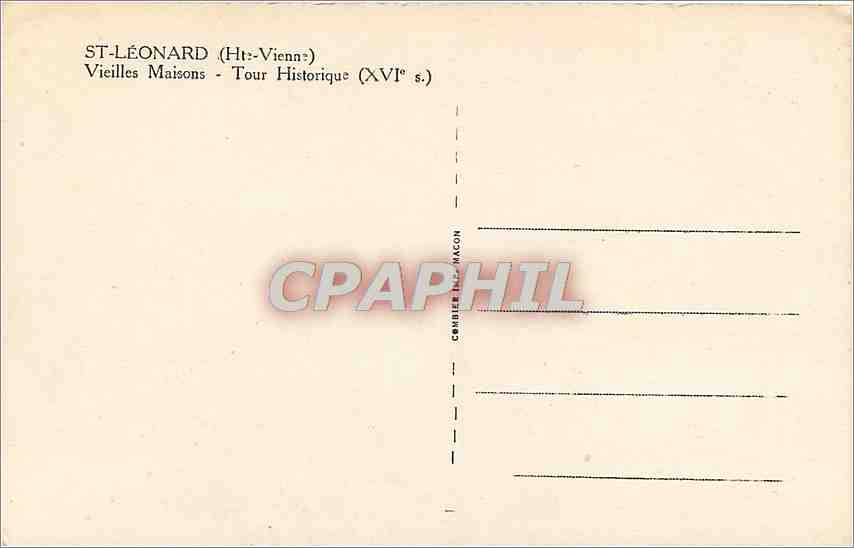 CPA St Leonard Hte Vienne Vieilles Maisons  — Rückseite