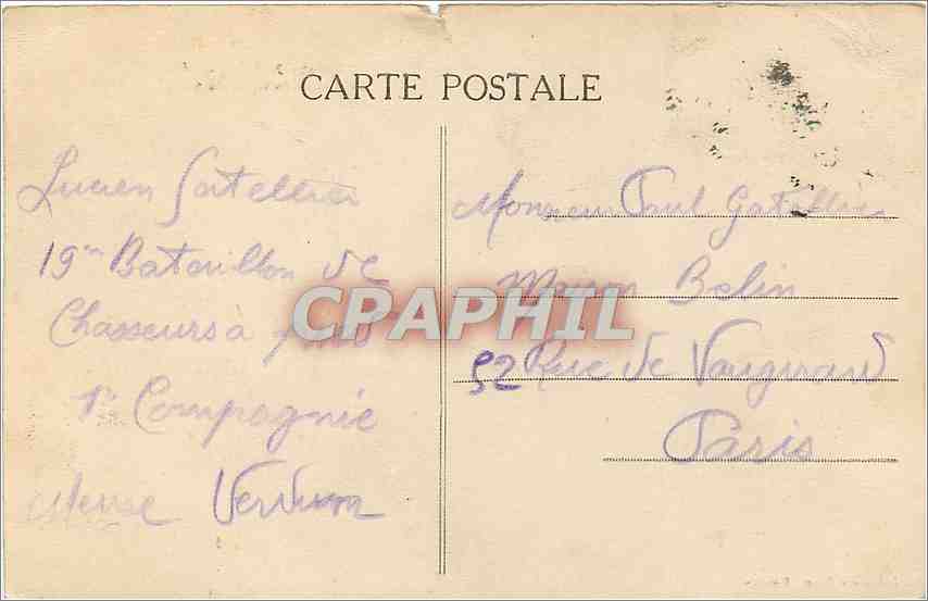 Verdun-sur-Meuse — Radet Quarter — 19th Battalion of Foot Riflemen — Back