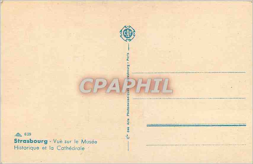 CPA Strasbourg Vue sur le Musee Historique et la cathedrale Tramway — Rückseite
