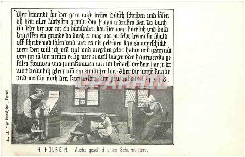 CPA H Holbein Auschangeschild eines Schulmeisters 