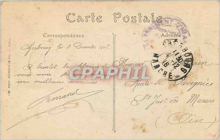 CPA Environs de Cherbourg Le Nez de Jobourg  — Rückseite