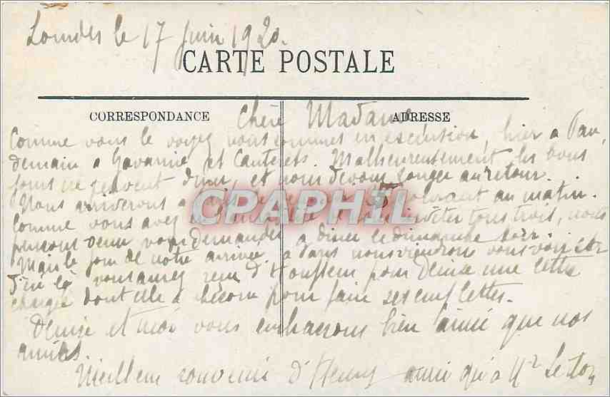 CPA Lourdes Vue vers le Chateau  — Verso