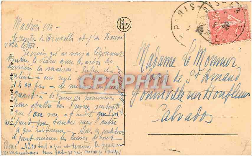 CPA Bruxelles Laeken Monument erige au Soldat inconnu francais tombe sur le sol belge  — Verso