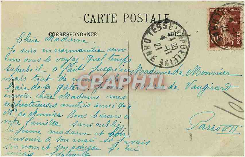 CPA Bagnoles de l'Orne Sous bous dans le Parc de l'Etablissement Thermal  — Rückseite