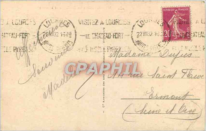 CPA Lourdes La Basilique et le Gave  — Verso