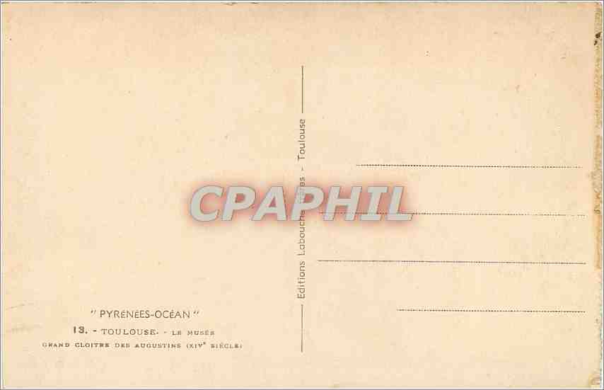 CPA Toulouse Le Musee Grand Cloitre des Augustins  — Verso
