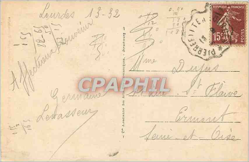CPA Lourdes Autel de la Bienheureusse Bernadette  — Verso