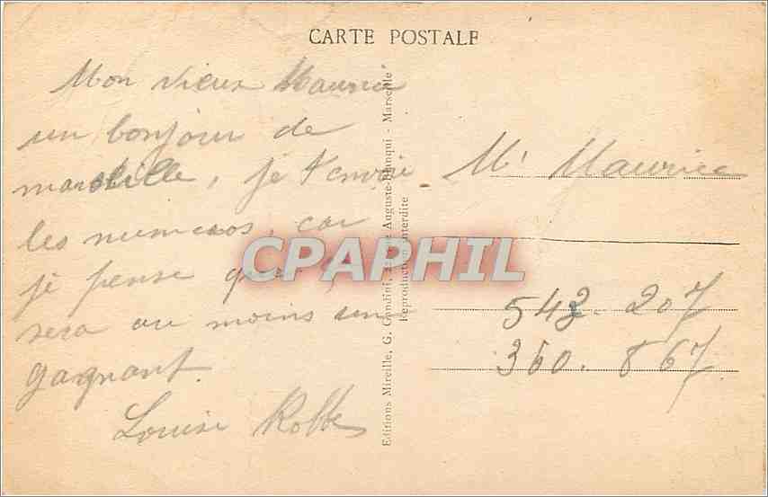 CPA Marseille Le Phare Ste Marie et l'Entree des Ports  — Rückseite