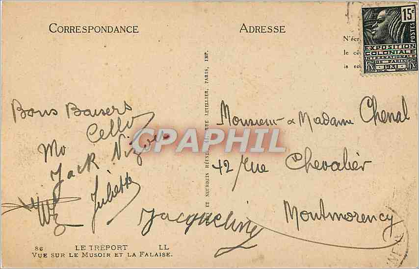 CPA Le Treport Vue sur le Musoir et la Falaise  — Verso