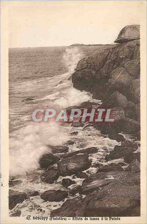 CPA Roscoff Finistere Effets de lames a la Pointe 