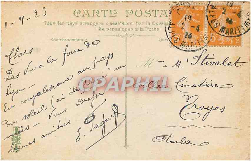 Monte-Carlo. Les Terrasses devant le fort Montagel — éditeur non identifié, n° de série 49 — Rückseite