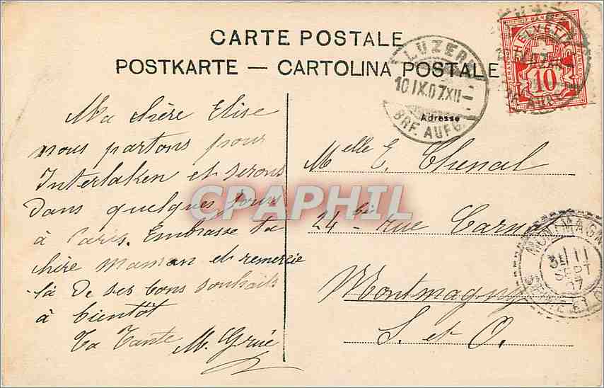 CPA Axentrasse mit Fluelen und Bristenstock  — Rückseite