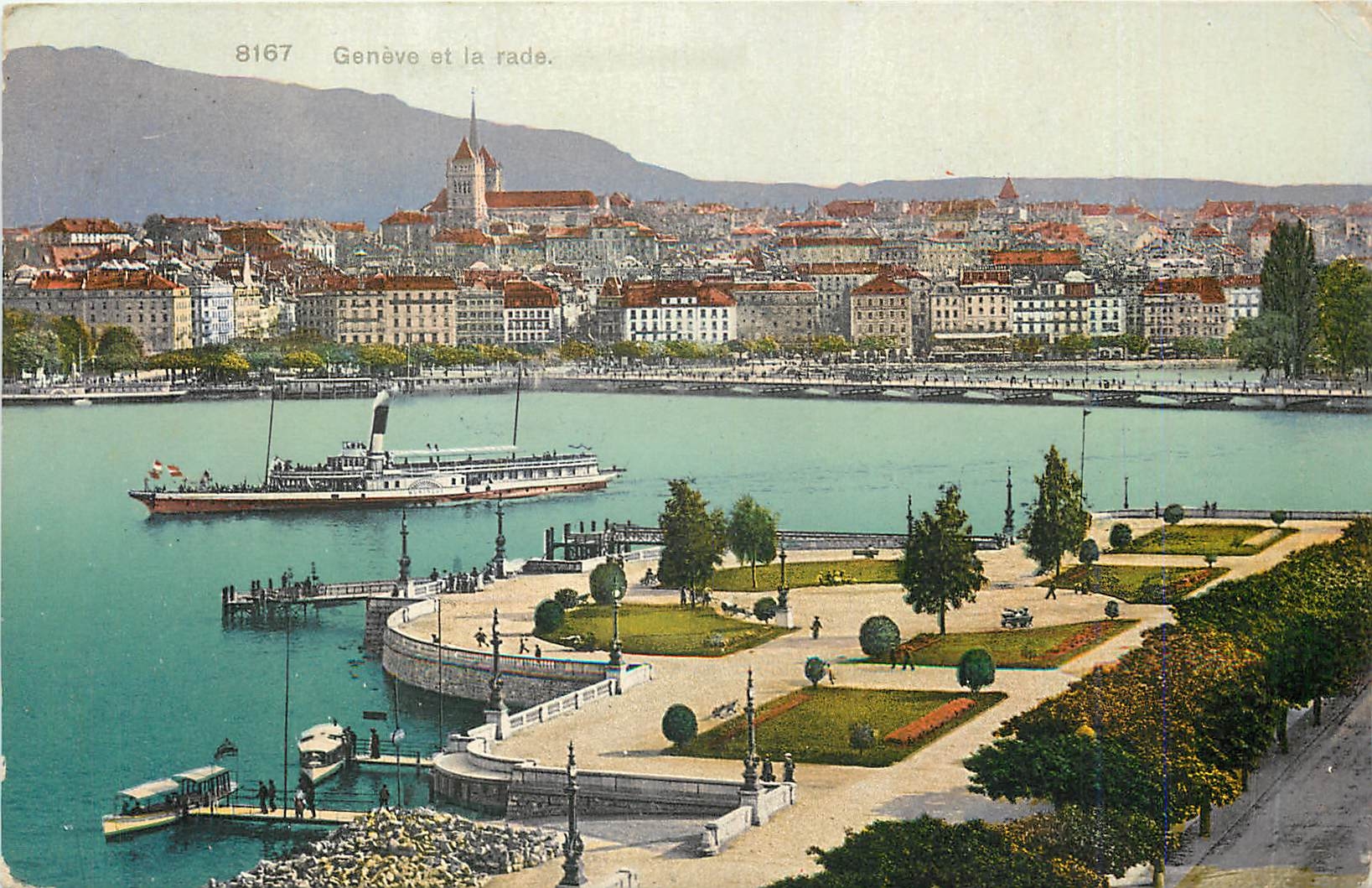 CPA Geneve et la rade Bateau