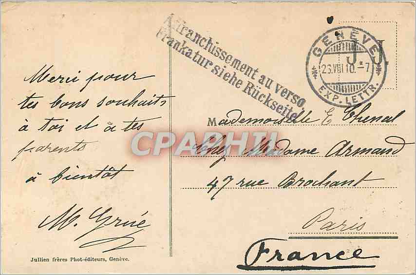 CPA Geneve et le Mont Blanc  — Verso