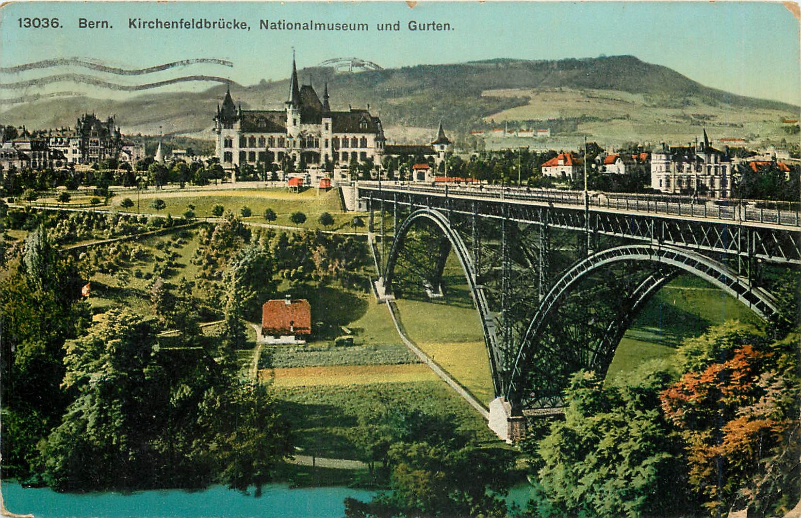 CPA Bern Kirchenfeldbrucke Nationalmuseum und Gurten 