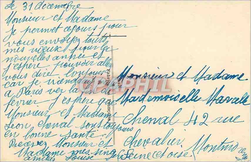 CPA Bonne Annee Femme — Rückseite
