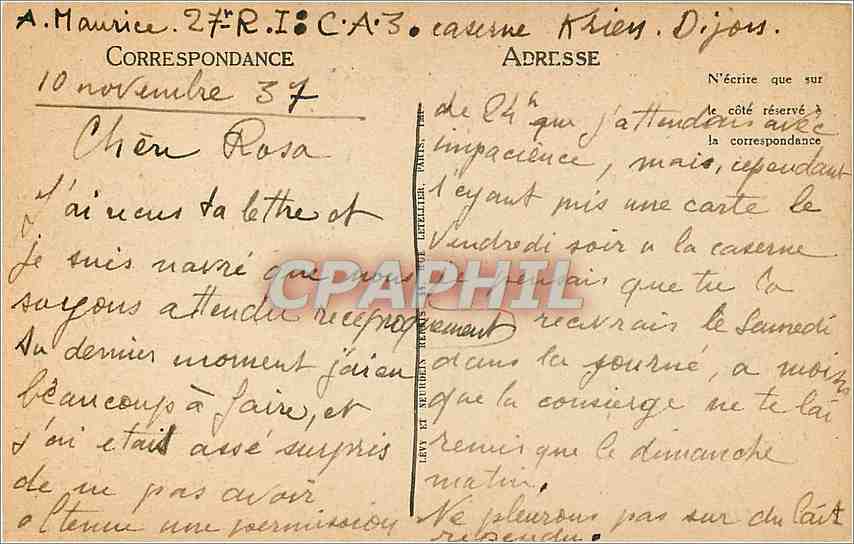 CPA Dijon Gargouilles de l'Eglise Notre Dame  — Verso