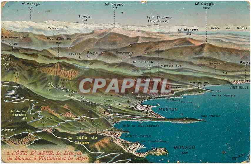 Côte d'Azur. Le littoral de Monaco à Vintimille et les Alpes — A. Sauvaibo-Nice