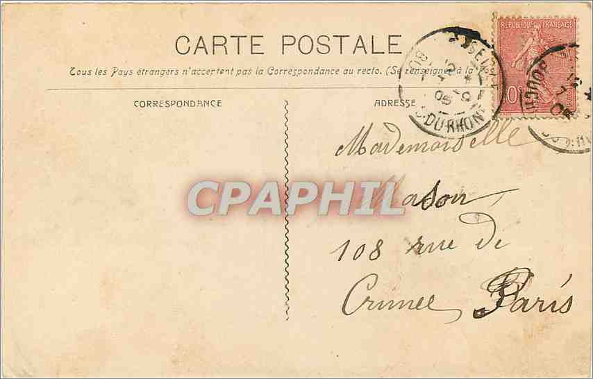 CPA Marseille Le Chateau d'If  — Verso