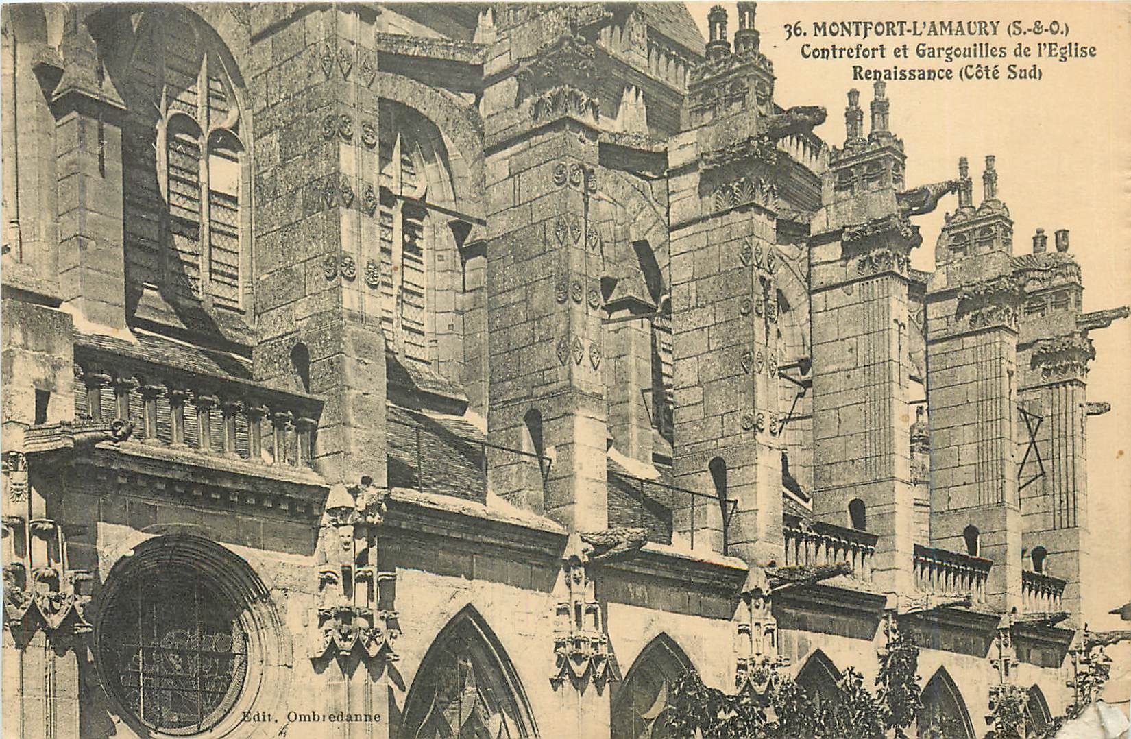 Montfort-l'Amaury — Contrefort et gargouilles de l'église (côté sud) — Edit. Ombredanne, n°36