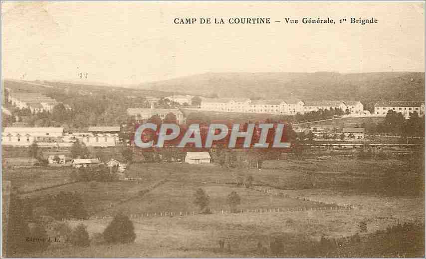 Camp de La Courtine — Vue Générale, 1ère Brigade — Éditeur L.E. Zanise