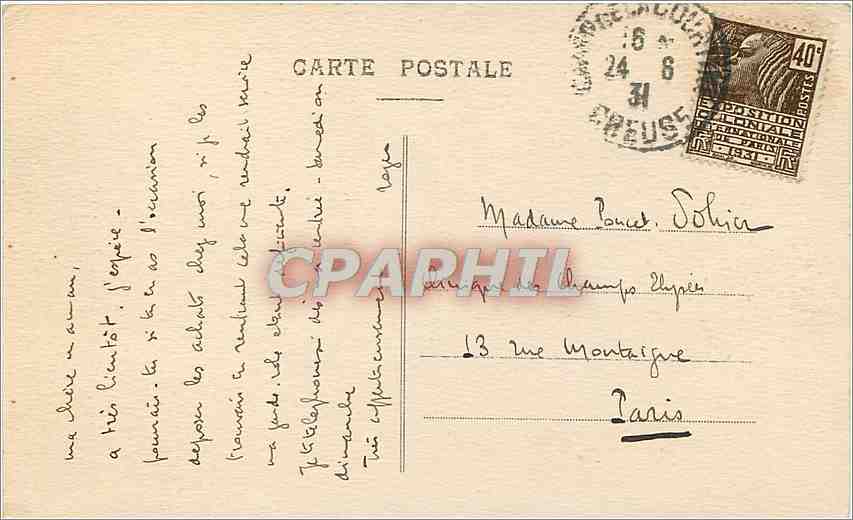 Camp de La Courtine — Vue Générale, 1ère Brigade — Éditeur L.E. Zanise — Verso