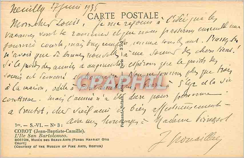 CPA Corot Jean Baptiste Camille  — Verso
