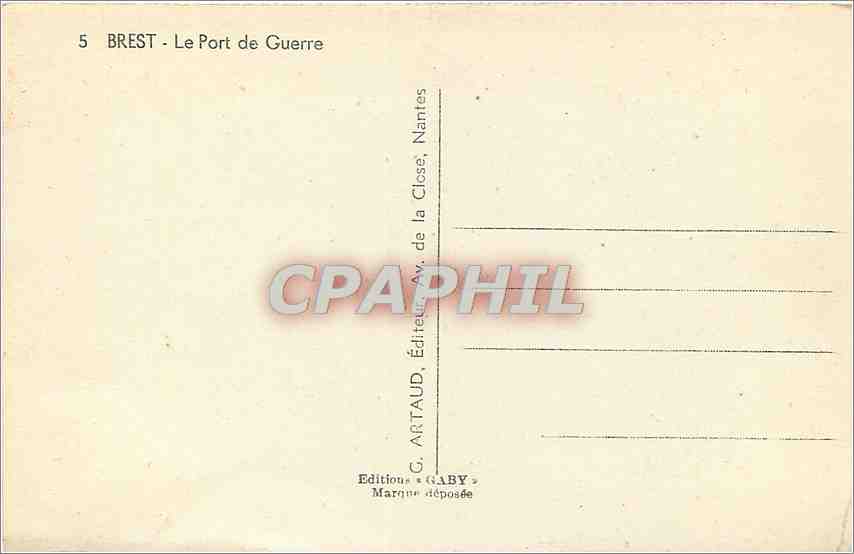 CPA Brest Le Port de Guerre Bateaux — Rückseite