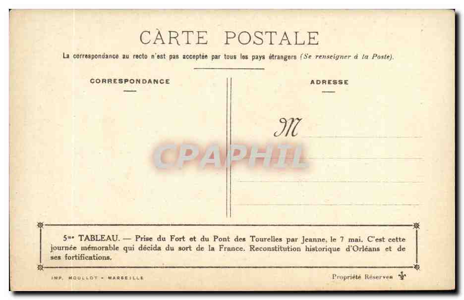 CPA Prise du fort et du pont des Tourelles par Jeanne le 7 mai Orleans Jeanne d'arc — Verso