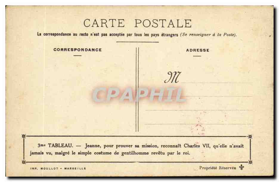 CPA Jeanne pour trouver sa mission reconnait Charles VII Jeanne d'arc — Rückseite