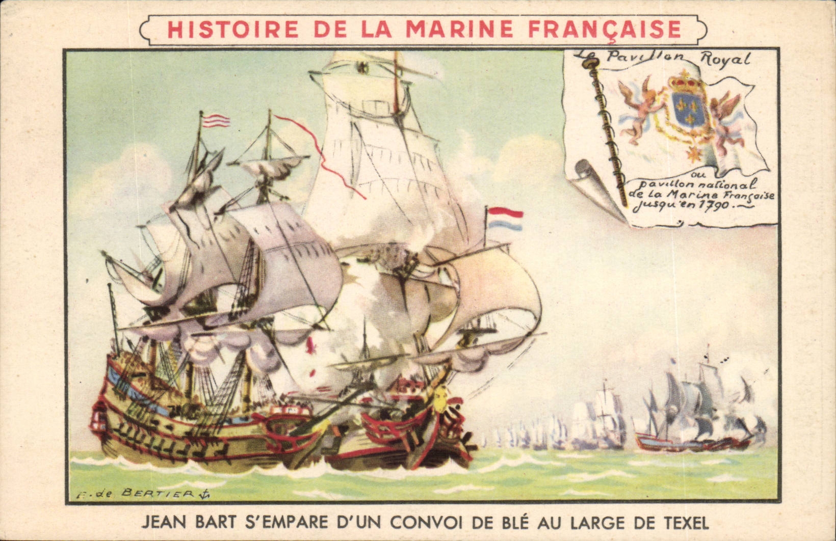 CPA Histoire de la marine francaise Jean Bart s'empare d'un convoi de ble au large de Texel (bateau boat)