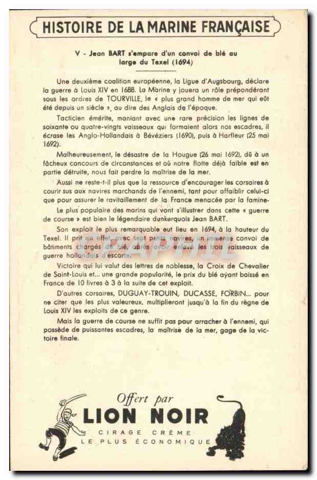 CPA Histoire de la marine francaise Jean Bart s'empare d'un convoi de ble au large de Texel (bateau boat) — Back